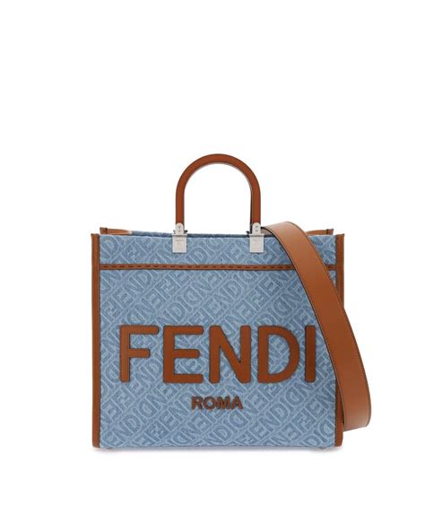 fendi shopping logo tote|fendi denim tote.